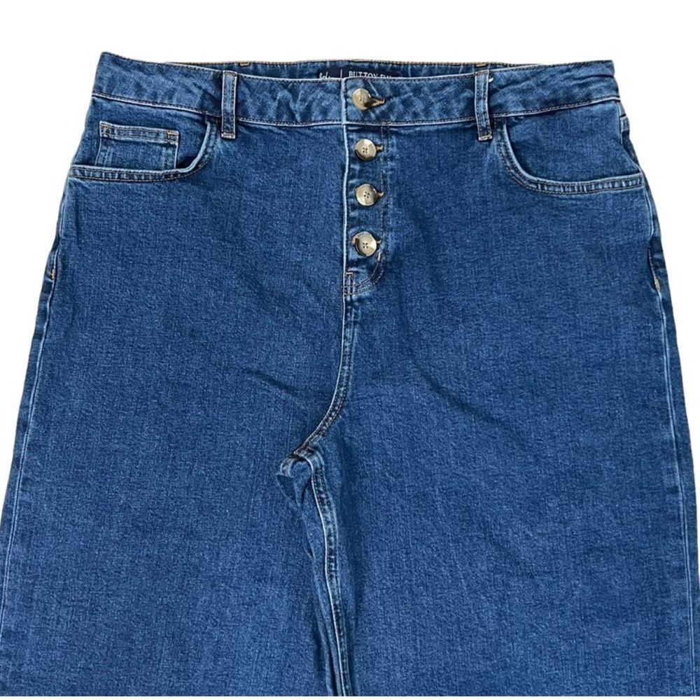 Boden Button Fly Wide Leg Jeans Size 14 Mid Vintage Denim Stretch Mom High Rise - Picture 6 of 14